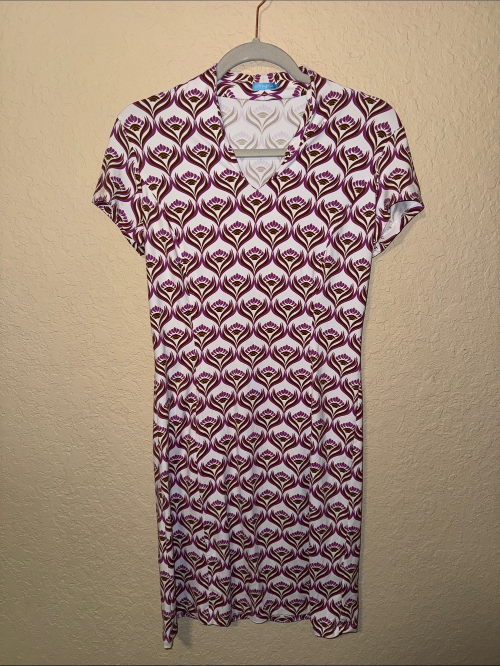 J. McLaughlin Cream Dress with Purple and Brown Floral Print